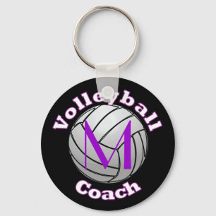 Volleybolllagledare med initiala lilor nyckelring