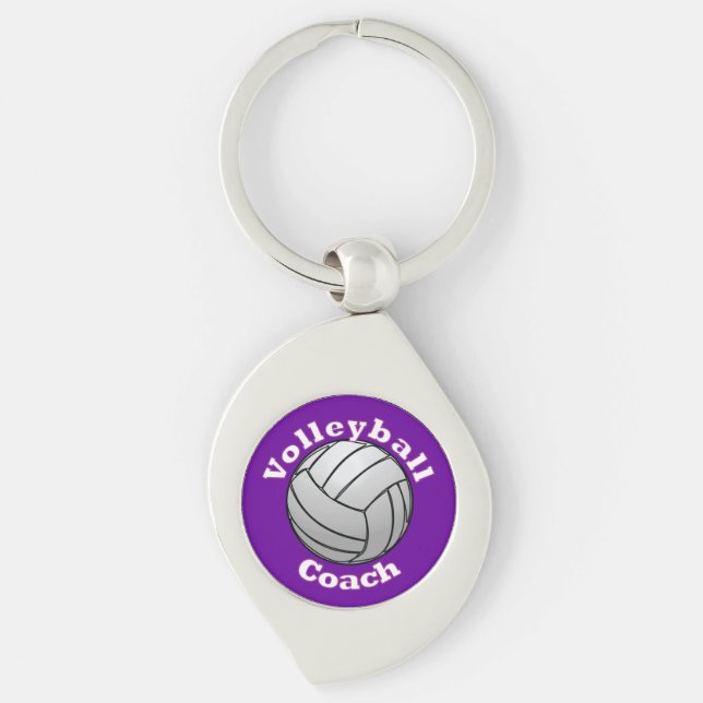 Volleybolllagledare Swirl Silverfärgad Nyckelring (Framsidan)