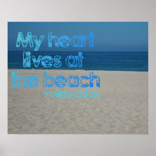 Volleybollmotivation - hjärta på stranden poster