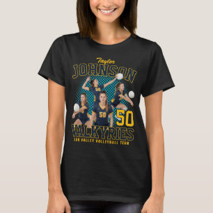 Volleybollspelare Anpassad bild Retro bootleg Blå T Shirt