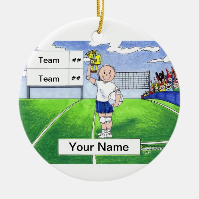 Volleybollspelare - manlig julgransprydnad keramik (Framsidan)