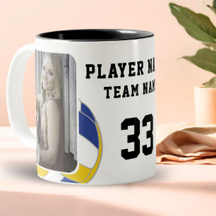 Volleybollspelare Namn Nummer Lag 2 Bilder Två-Tonad Mugg