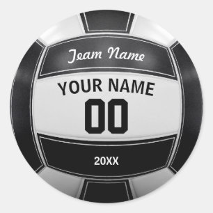 Volleybollspelarens Namn Year Team Black and White Runt Klistermärke