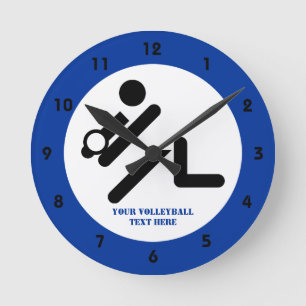 Volleybollspelaresvart, vit, rund klocka