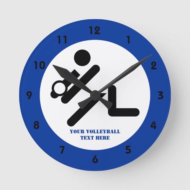 Volleybollspelaresvart, vit, rund klocka (Framsida)