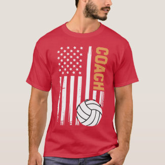 Volleybolltränare Amerikansk flaggdesign Rollig tr T Shirt