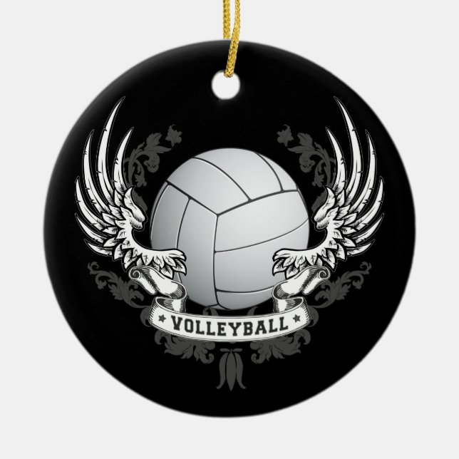 Volleybollvingarprydnad Julgransprydnad Keramik (Framsidan)