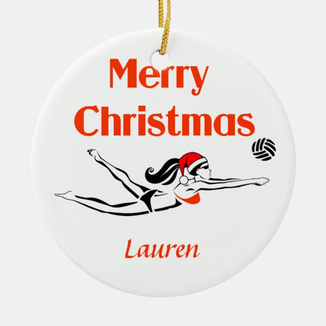 VolleyChick beställnings- BeachChick prydnad Julgransprydnad Keramik (Framsidan)