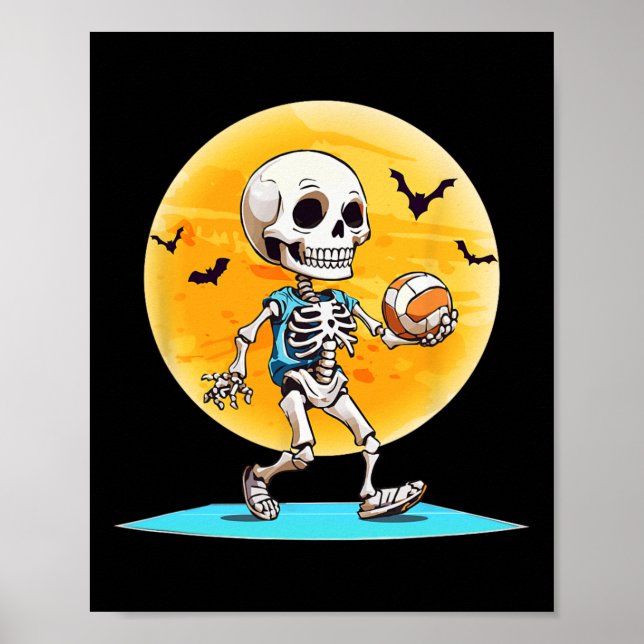 Volleyll Skeleton Scary Volleyll Player Halloween  Poster (Framsidan)