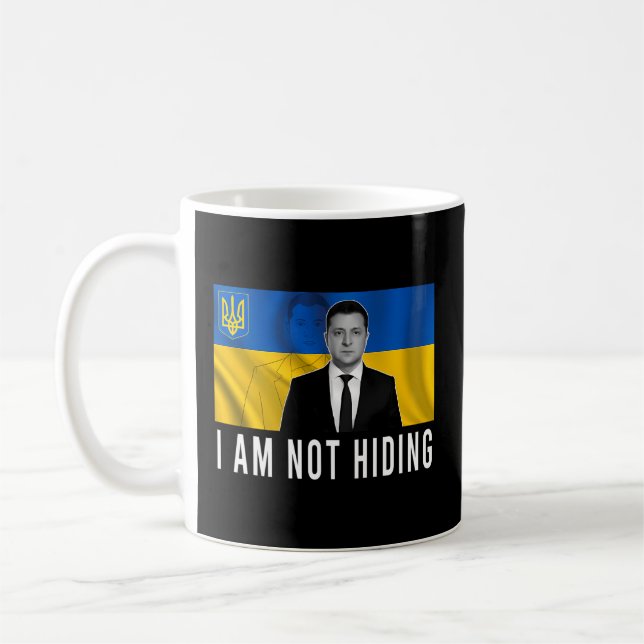Volodymyr Zelensky I Gömmer inte stöd till Ukraina Kaffemugg (Vänster)
