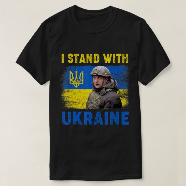 Volodymyr Zelensky I står på Ukrainas sida  T Shirt (Design framsida)
