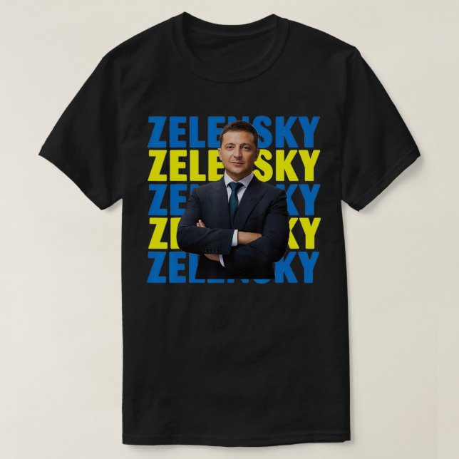 Volodymyr Zelensky President of Ukraina Support Uk T Shirt (Design framsida)