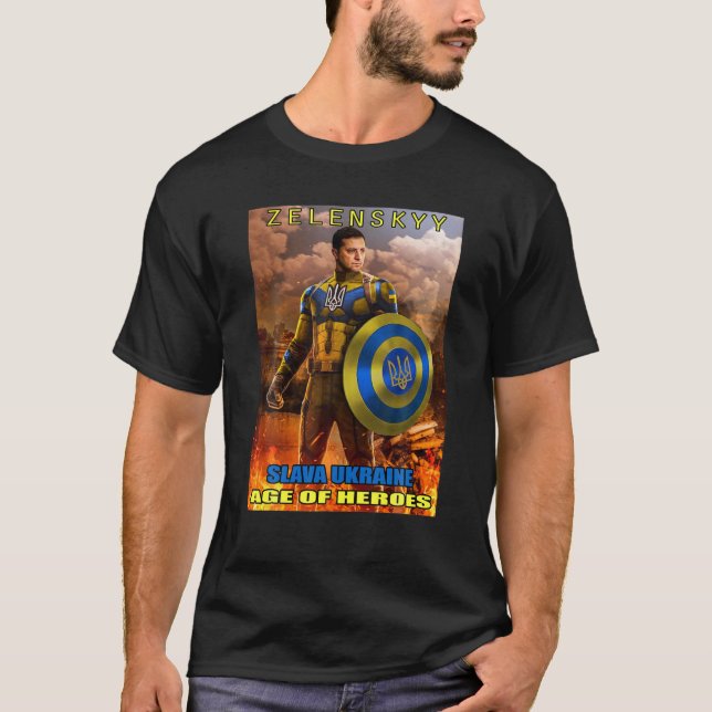 Volodymyr Zelensky President Slava Ukrainas ålder T Shirt (Framsida)