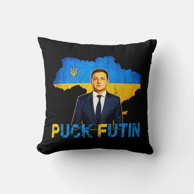 Volodymyr Zelensky Puck Futin PM jag står med Stor Kudde (Framsida)