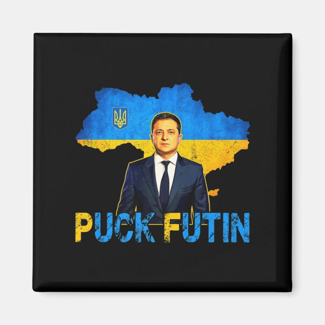 Volodymyr Zelensky Puck Futin PM jag står med Stor Magnet (Framsidan)
