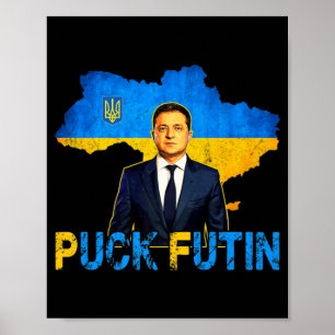 Volodymyr Zelensky Puck Futin PM jag står med Stor Poster