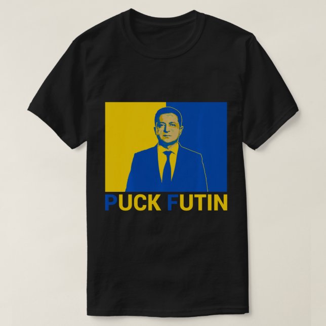Volodymyr Zelensky Puck Futin Support Ukraina Ukra T Shirt (Design framsida)