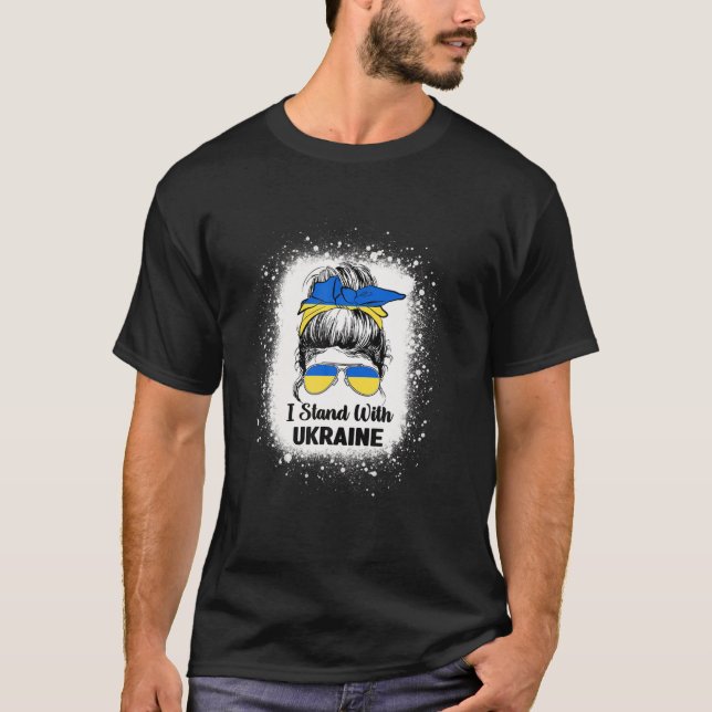 Volodymyr Zelensky Stat med Ukraina Messy Bun Bl T Shirt (Framsida)
