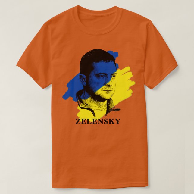 Volodymyr Zelensky Ukraina Flagga T Shirt (Design framsida)