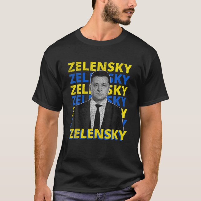 Volodymyr Zelensky Ukrainas president stöder Storb T Shirt (Framsida)