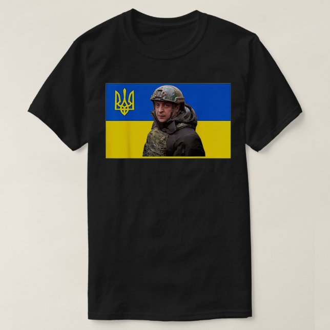 Volodymyr Zelenskyy President Ukraina Flagga T Shirt (Design framsida)