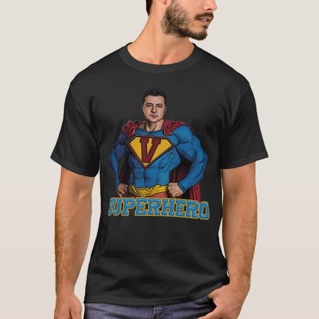 Volodymyr Zelenskyy Superhjälte i Superhjälten Cos T Shirt (Framsida)