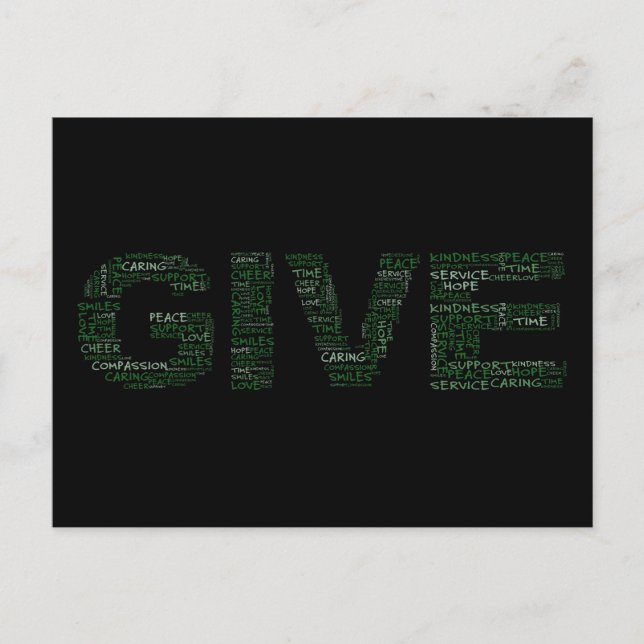 Volontär: Den mest underbara gåvan är ge dig Vykort (Framsida)