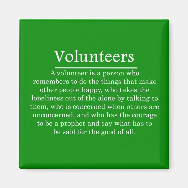 Volontärernas roll magnet (Framsidan)