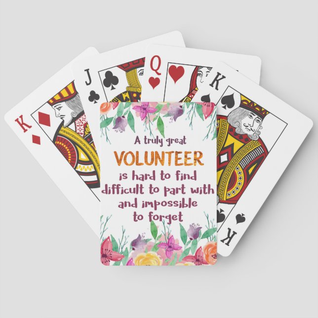 Volontärtack till Volunteer-uppskattningsklapp Casinokort (Baksidan)