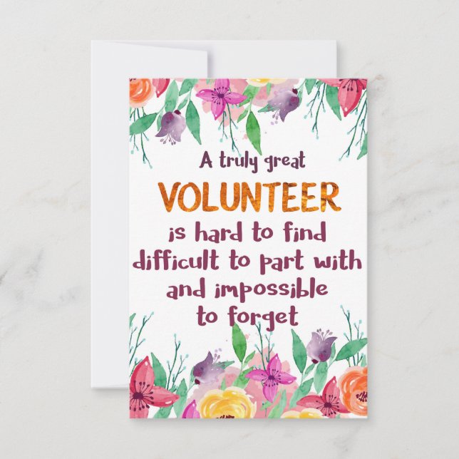 Volontärtack till Volunteer-uppskattningsklapp Tack Kort (Framsida)