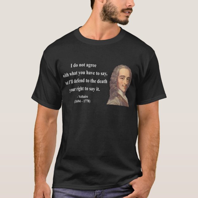 Voltaire citationstecken 1b tee shirt (Framsida)