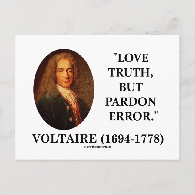 Voltaire Kärlek Truth but Pardon Error Quote Vykort (Framsida)