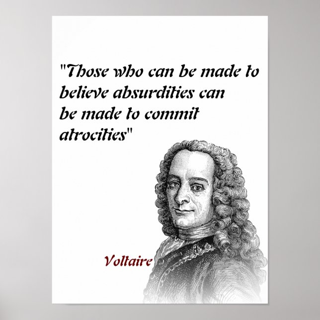 Voltaire-offert för absurheter och illdåd poster (Framsidan)