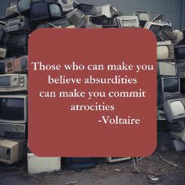 Voltaire-varningscitat Fyrkantigt Klistermärke