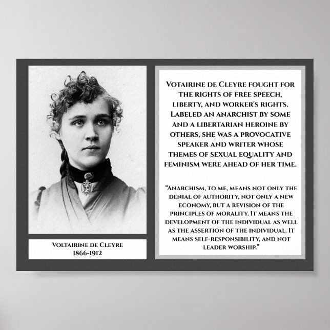 Voltairine de Cleyre Feminist Libertarian Arnarchy Poster (Framsidan)