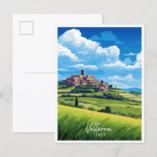 Voltera Italien vintage resor illustration Vykort