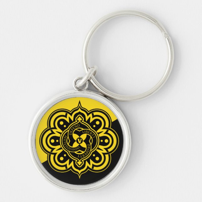 Voluntaryist Keychain Rund Silverfärgad Nyckelring (Framsidan)