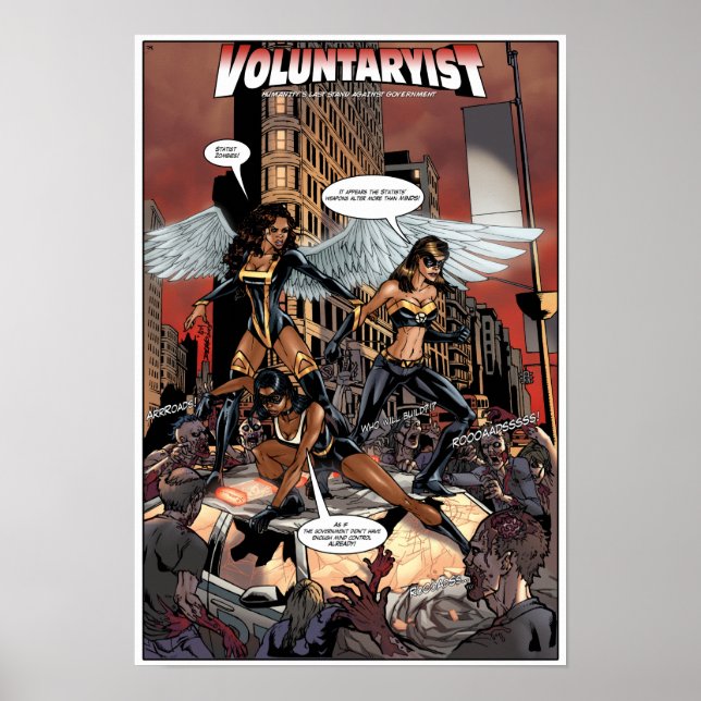 Voluntaryist mot Statist Zombies Poster - Varm (Framsidan)