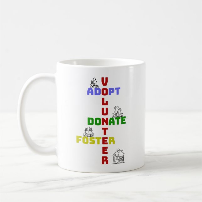 Volunteer Adopt Donate Foster Animal Rescue Kaffemugg (Vänster)