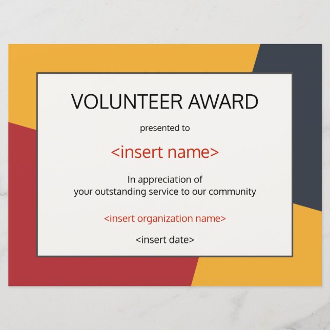 Volunteer Award (Framsida)