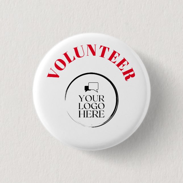 Volunteer Button Badge med Anpassningsbar Logotyp Knapp (Framsida)