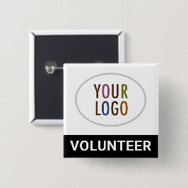 Volunteer Button Badge med Logotyp Square Black Knapp