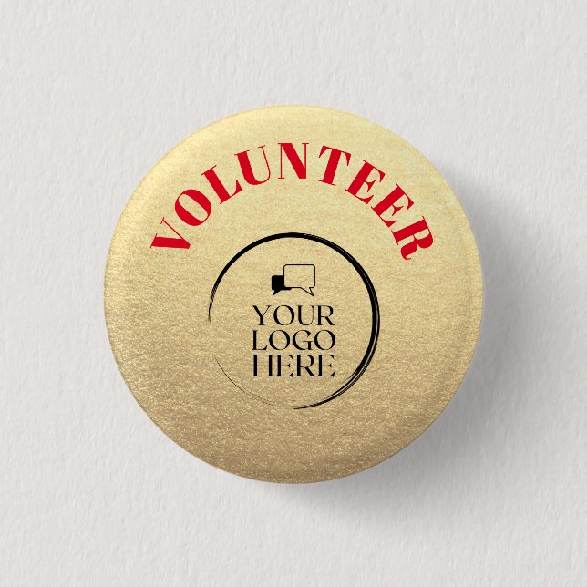 Volunteer Button Guld Badge med Anpassningsbarnas  Knapp (Framsida)