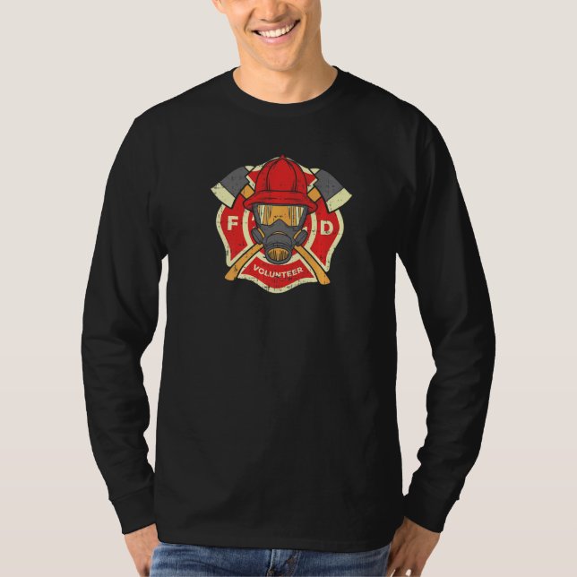 Volunteer Fire Department Fireman Firefighter T Shirt (Framsida)