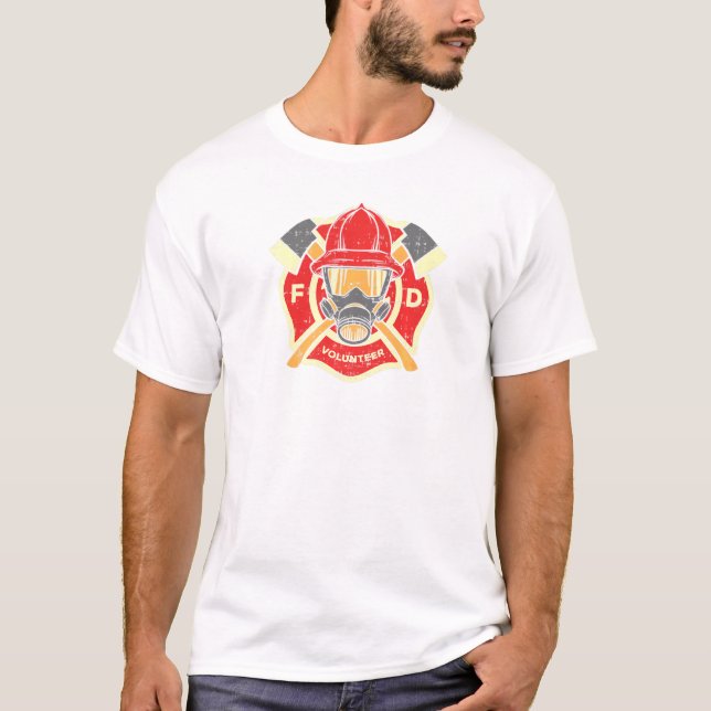 Volunteer Fire Department Fireman Firefighter T Shirt (Framsida)