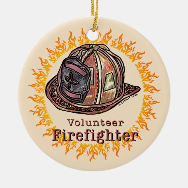Volunteer Firefighter Julgransprydnad Keramik (Framsidan)