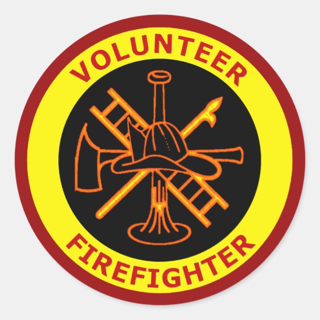 VOLUNTEER FIREFIGHTER RUNT KLISTERMÄRKE (Framsida)