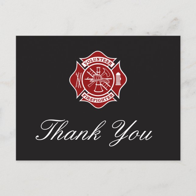 Volunteer Firefighter Tack-vykort Vykort (Framsida)
