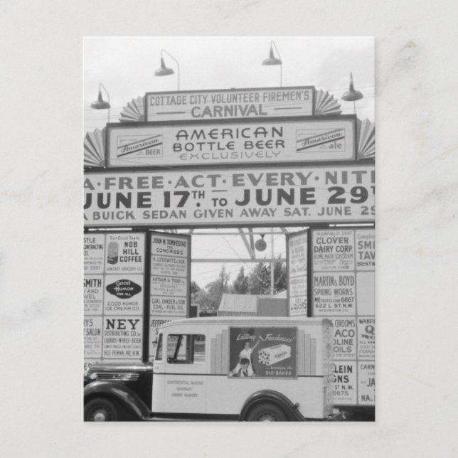 Volunteer Fireman Carnival, 1940-talet Vykort (Framsida)