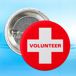 VOLUNTEER & First Aid, medicinsk hjälp, informati Knapp